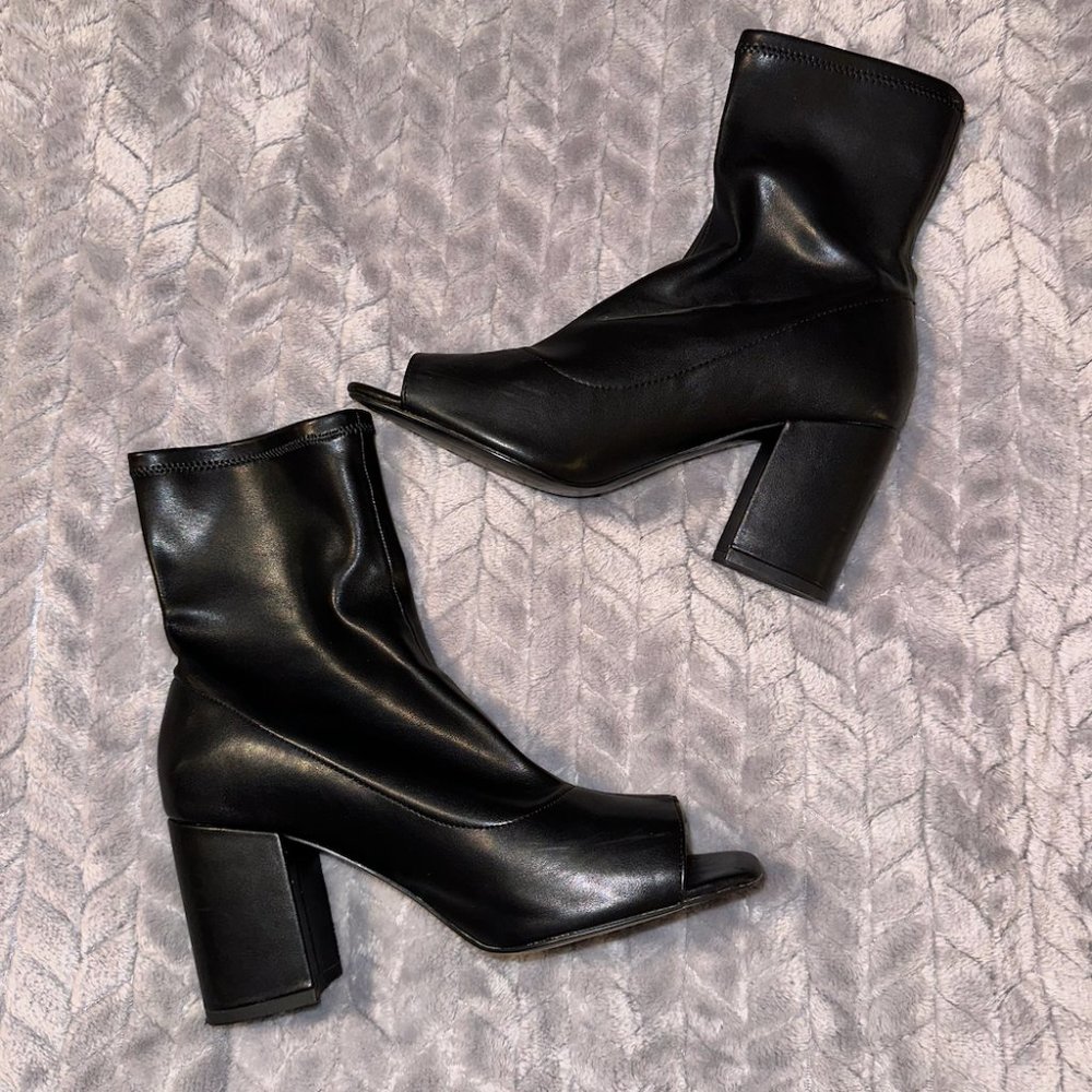 Zara Block Heeled Boots Black Size 37 US 7
